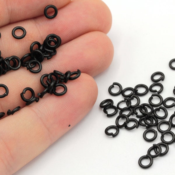 18 Ga 5mm Black Plated Jump Ring, Open Jump Ring, Black Connector, Bulk Jump Ring, Tiny Jump Ring, Black Plated Findings, MJ261