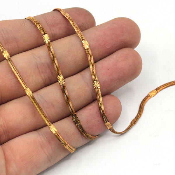 2.2mm Raw Brass Tiny Snake Chain, Choker Chain, Dainty Chain, Brass Snake Necklace, Satellite Chain, Brass Chain, Raw Brass Chain, HC159