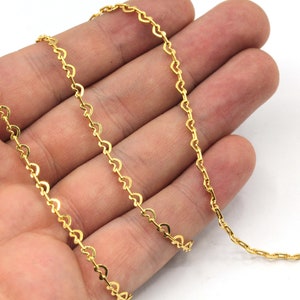 24k Shiny Gold Tiny Heart Chain, Heart Link Chain, Heart Bar Chain, Choker Chain, Soldered Chain, Gold Chain, Gold Plated Chain, CN101