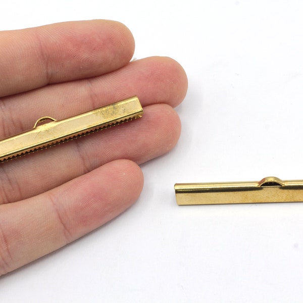 50mm Brass Ribbon Clasps, Crimp End Caps, Ribbon Claws, Crimp Ends, Connector, Ribbon End Crimps, Brass Cord End Caps, Brass Findings, RW490