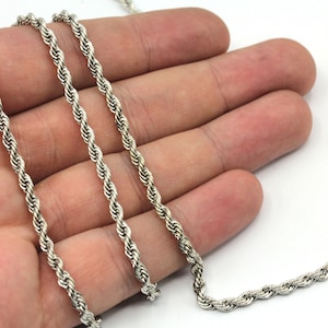 4mm Rhodium Rope Chain, Rhodium Rope Link Chain, Twisted Chain, Diamond Twist Chain, Necklace Chain, Rope Chain, Rhodium Plated Chain, TM04