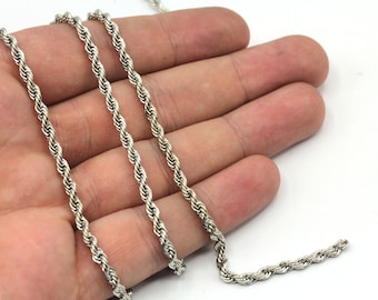 4mm Rhodium Rope Chain, Rhodium Rope Link Chain, Twisted Chain, Diamond Twist Chain, Necklace Chain, Rope Chain, Rhodium Plated Chain, TM04