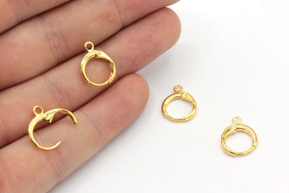 10 Pcs 12x14mm 24k Shiny Gold Plated Leverback Earring Clasps, Round Hoop  Earrings, Ear Hooks, Gold Leverback Earrrings, Gold Earring, MJ283