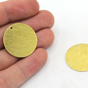 25mm Brass Large Round Charm, Round Disc Charm, Stamping Tag, Textured Disc Charm, Personalized Coin, Jewelry Making, Brass Findings, BM344