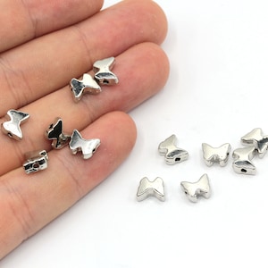 6x8mm Rhodium Plated Butterfly Beads, Animal Beads, Butterfly Spacer Beads, Butterfly Bracelet Charm, Rhodium Plated Findings, GD1069