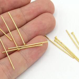 100 Stück 20 Ga 30 mm Messing Flachkopfstift, Gold Ton Flachkopfstift, Kopfstifte, Messingkopfstifte, Schmuckherstellung, Messingzubehör