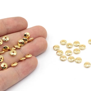 6.5mm 24k Shiny Gold Plated Round Beads, Round Bracelet Beads, Mini Gold Beads, Bracelet Connector, Gold Spacer Beads Gold Plated Findings