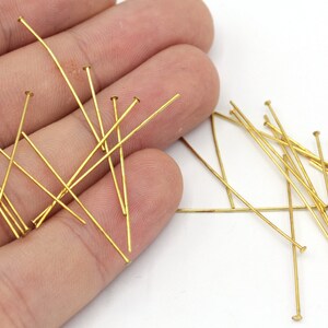 250 Stück 23 Ga 30 mm Messing Flachkopfstift, Gold Ton Flachkopfstift, Kopfstifte, Kopfstifte, Schmuckherstellung, Messingzubehör