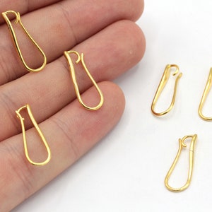 9x20mm 24k Shiny Gold Plated Earring Hooks, Gold French Hook, Earring Wires, Fish Hook Ear Wires, Earring Hooks, Gold Plated Findings, MJ466