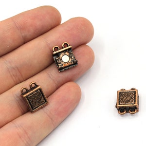 11x15mm Antique Copper 2 Loops Magnetic Clasps, Multi Strand Clasps, Bracelet Clasps, Rectangle Clasp, Antique Copper Plated Findings, JM214