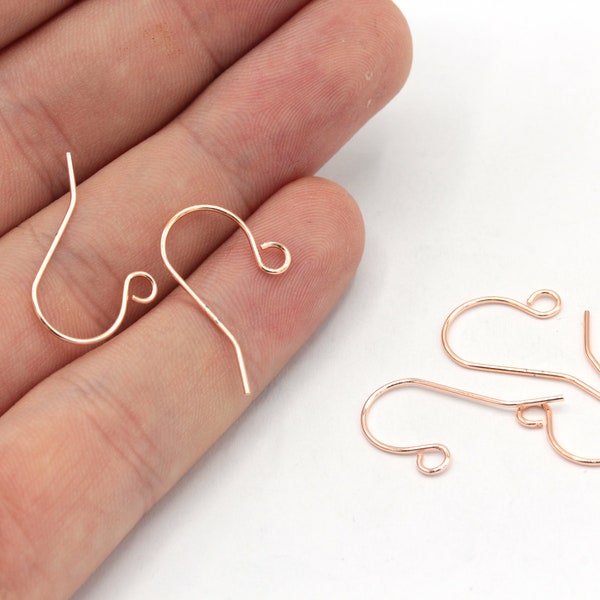 10 Pcs 15x22mm Rose Gold Plated Ear Wire, Rose French Hook, Earring Wires, Fish Hook Ear Wires, Earring Hooks, Rose Plated Findings, EG001