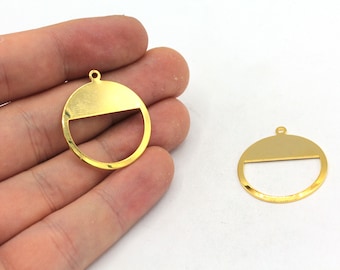 25mm Gold Round Charm, Medallion Pendant, Circle Charm, Geometric Charm, Earring Pendant, Earring Finding, Gold Plated Findings, RGW462