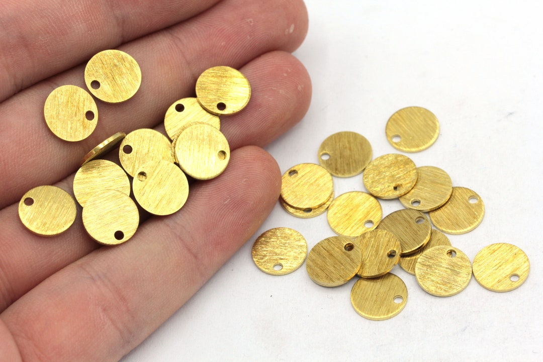Small Rund Charm 10mm Brass Tiny Round Charm, Round Disc Charm, Stamping Tag, Textured ...