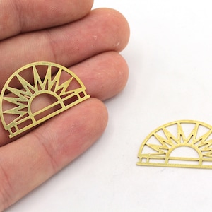 18x29mm Brass Sun Charm, Semi Circle Charm, Brass Half Sun Pendant, Laser Cut Charm, Earring Pendant, Earring Finding, Brass Findings, BM245