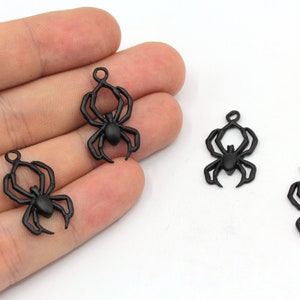 14x25mm Black Spider Charm, Halloween Jewelry, Black Spider Pendant, Black Charm, Insect Charm, Earring Charms, Black Plated Findings, GD842