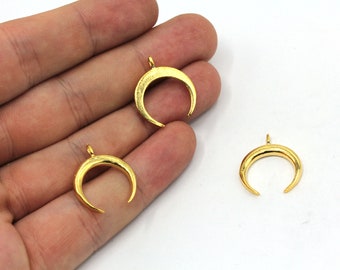 18x20mm 24k Shiny Gold Plated Horn Charm, Crescent Charm, Celestial Charm, Gold Moon Charms, Gold Plated Findings, GD870