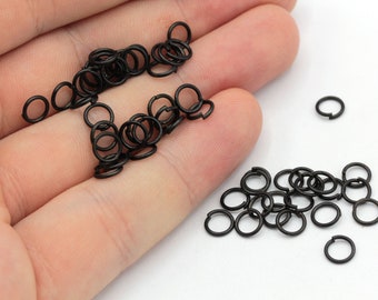 20 Ga 6mm Black Plated Jump Ring, Open Jump Ring, Black Connector, Bulk Jump Ring, Tiny Jump Ring, Black Plated Findings, MJ308