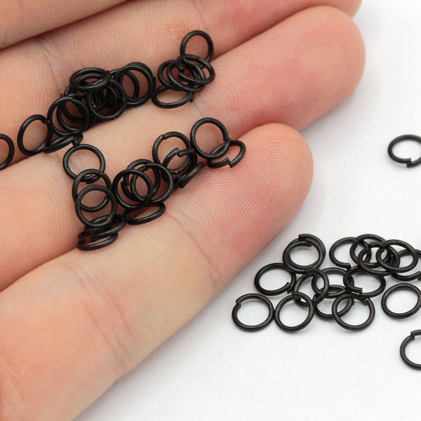 20 Ga 6mm Black Plated Jump Ring, Open Jump Ring, Black Connector, Bulk Jump Ring, Tiny Jump Ring, Black Plated Findings, MJ308