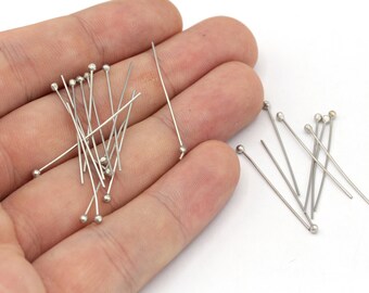 100 Pcs 23 Ga 30mm Silver Ball Head Pin, Silver Ball Head Pin, Head Pins, Silver Head Pins, Silver Ball Pin, Jewelry Making, Silver Findings