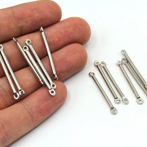 2x30mm Rhodium Stick Bar Charm, Rhodium Bar Connector, 2 Holes Bar Charm, Bar Earrings, Earring Findings, Rhodium Plated Findings, BM463