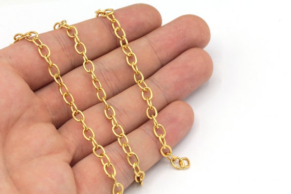 Buy 24k Shiny Gold Tiny Oval Chain, Gold Link Chain, Oval Link