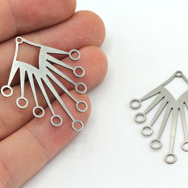 32x40mm Stainless Steel Sun Charm, Celestial Pendant, Half Sun Charm, Fun Charm, Earring Pendants, Earring Findings, Steel Findings, BM484