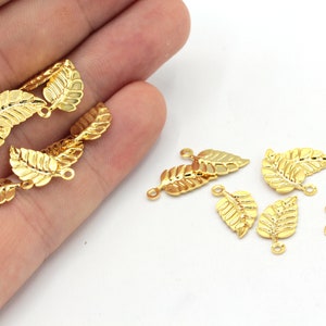 8x15mm 24k Shiny Gold Plated Mini Leaf Charm, Leaf Drop Charm, Gold Leaf Beads, Mini Gold Charm, Leaf Bracelet, Gold Plated Findings, GD176