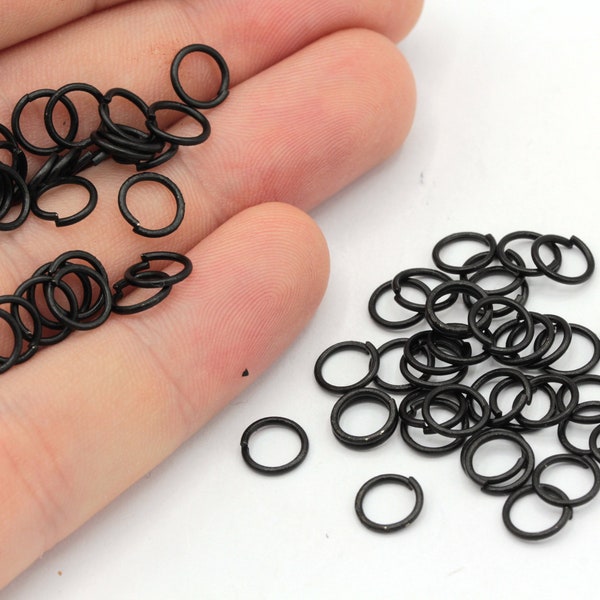 20 Ga 7mm Black Plated Jump Ring, Open Jump Ring, Black Connector, Bulk Jump Ring, Tiny Jump Ring, Black Plated Findings, MJ262