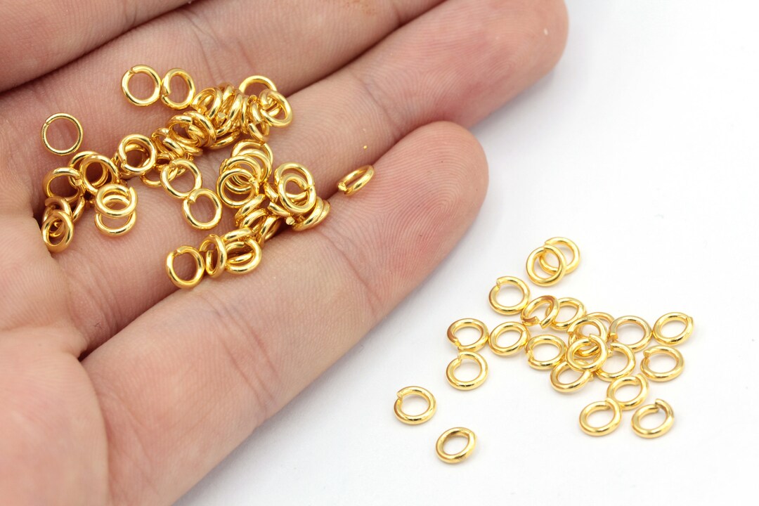 18 Ga 5mm 24k Shiny Gold Plated Jump Ring, Open Jump Ring, Gold