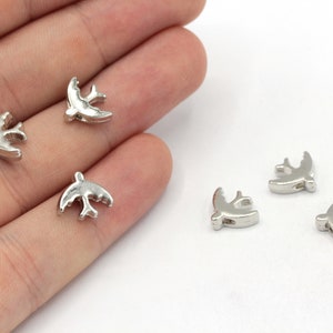 10x11mm Rhodium Bird Beads, Animal Beads, Bird Spacer Beads, Bird Connector, Bird Bracelet, Rhodium Beads, Rhodium Plated Findings, GD1064