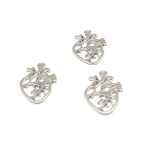 13x22mm Rhodium Anatomical Heart Charm
