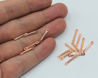 2x15mm Rose Gold Plated Stick Bar Charm, Rose Bar Connector, 2 Holes Bar Charm, Bar Earrings, Earring Findings, Rose Plated Findings, BM460