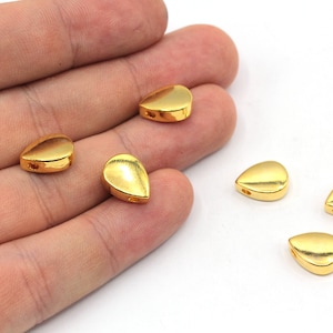9x12mm 24k Shiny Gold Plated Drop Beads, Teardrop Beads, Drop Spacer Beads, Drop Bracelet Charm, Gold Beads, Gold Plated Findings, GD774