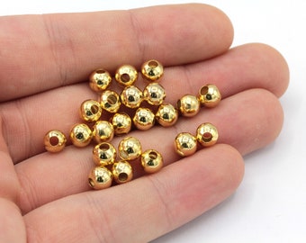 6mm 24k Shiny Gold Tiny Ball Beads , Ball Spacer Beads, Gold Ball Beads, Bracelet Connector, Bracelet Charm, Gold Plated Findings, GD345