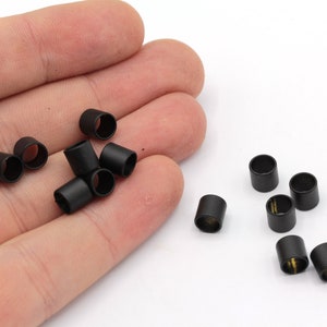 10x12mm Black End Caps, Hole Inner Size 9mm, Solid Black End Caps, Bead Caps, Cones, Cord Tip Ends, Black Findings, RBW543