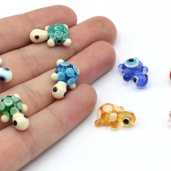 15x20mm Hand Made Murano Glass Turtle Beads, Murano Turtle Charm, Murano Animal Beads, Tiny Murano Charms, Murano Glass Findings, MRN013