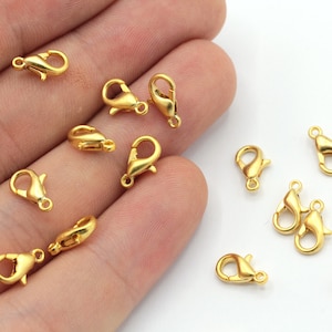 10 Pcs 10mm Matt Gold Lobster Clasps, Claw Clasps, Lobster Claw Clasps, Chain Connector, Jewelry Clasp, Matt Gold Plated Findings, JM12