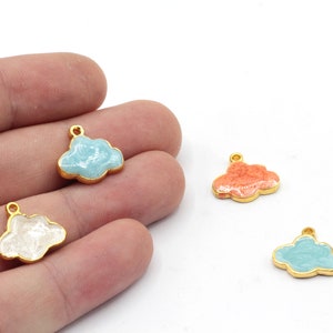 14x15mm 24k Shiny Gold Plated Enamel Cloud Charm, Tiny Cloud Charm, Bracelet Charm, Enamel Cloud Charm, Gold Plated Findings, GD324