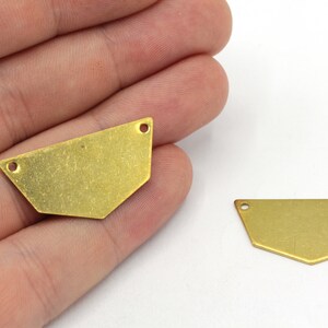 16x32mm Brass Semi Pentagon Charm, 2 Holes Charm, Geometric Charm, Earring Charm, Earring Pendant, Earring Findings, Brass Findings, RW028