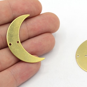 9x35mm Raw Brass Moon Charm, Crescent Charm, Moon Connector, Earring Connector, Earring Pendant, Earring Findings, Brass Findings, RW039