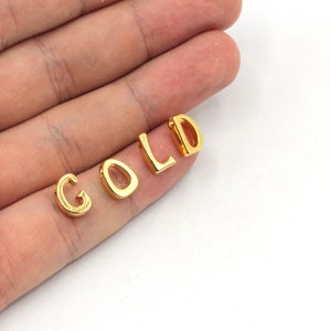 7x10mm 24k Shiny Gold Plated Letter Beads, Mini Letter Beads, Initial Beads, Gold Letter Beads, Letter Bracelet, Gold Plated Findings, GD630