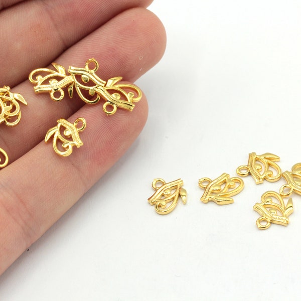 10 Pcs 9x11mm 24k Shiny Gold Plated Mini Eye of Horus  Ra Charm, Tiny Eye of Ra Charm, Gold Evil Eye Charm, Gold Plated Findings, GD170