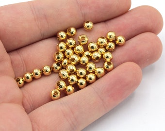 5mm 24k brillantes Gold Tiny Ball Beads, Ball Spacer Beads, Gold Ball Beads, Bracelet Connector, Bracelet Charm, Gold Plated Findings, GD344