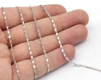 1.6x5mm Rhodium Plated Tiny Cable Chain, Rhodium Bar Chain, Rhodium Satellite Chain, Soldered Chain, Bulk Chain, Rhodium Plated Chain, HC003