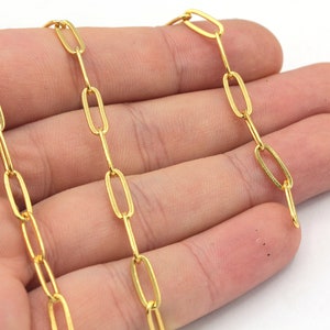 4x11mm 24k Shiny Gold Plated Paperclip Chain, Paperclip Link Chain, Cable Chain, Soldered Chain, Rectangular Chain, Gold Plated Chain, HC094