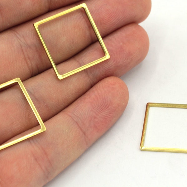 20mm Raw Brass Square Charm, Square Ring, Blank Square Connector, Earring Pendant, Earring Findings, Brass Findings, RW599