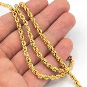 4mm 24k Gold Seilkette, Gold Seil Gliederkette, Gedrehte Kette, Diamant Twist Kette, Halskette Kette, GoldKette, Vergoldete Kette, TM04