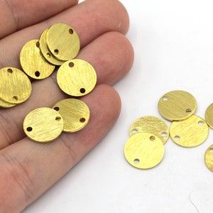 12mm Brass Textured Round Charm, 2 Holes Round Disc, Stamping Tag, Double Hole Disc, Personalized Coin, Jewelry Making, Brass Findings, B351