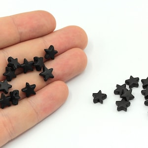 9x8mm Black Plated Mini Star Beads, Celestial Beads, Star Spacer Beads, Star Bracelet Charm, Black Plated Findings, GD1068