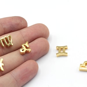10 mm 24k błyszczące złote koraliki zodiaku, koraliki astrologiczne, koraliki horoskopowe, koraliki znaków zodiaku, koraliki bransoletkowe, pozłacane elementy, GD327
